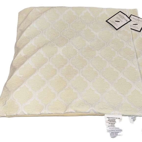 "New" Lot Of 3 Casa Decor Home 24x24 Beige Yellow Decorative Accent Pillowcases - Picture 4 of 9